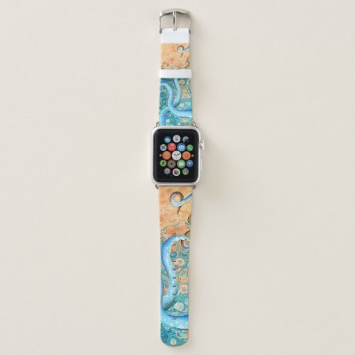 Blue Tentacles Octopus Kraken Abstract Teal Ink Apple Watch Band