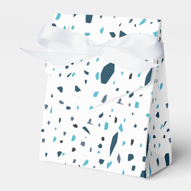 Blue Terazzo Pattern Favor Boxes (Front Side)
