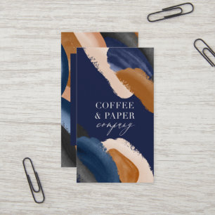 Blue terracotta abstract watercolor modern logo bu business card