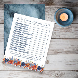 Blue Terracotta Floral Baby Shower Who Knows Mommy