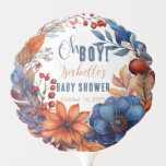 Blue | Terracotta Oh Boy Fall Floral Baby Shower Balloon