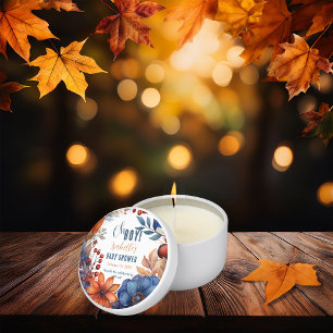 Blue Terracotta Oh Boy Fall Floral Baby Shower Mini Candle Favors