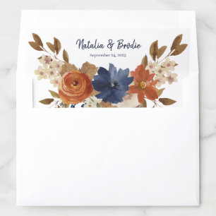 Blue Terracotta Watercolor Floral Envelope Liner