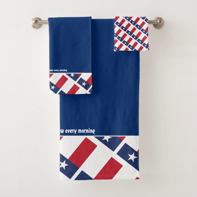 Blue | TEXAS FLAG with Customizable Scripture Bath Towel Set (Insitu)