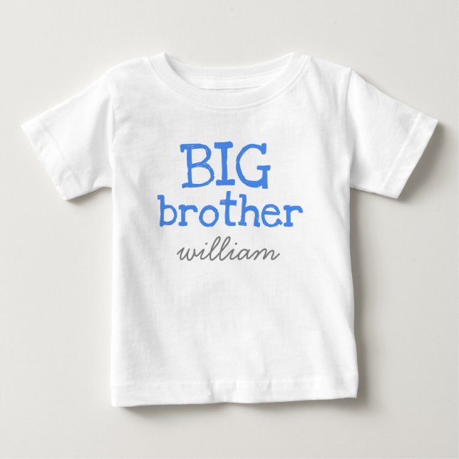 Blue Text Big Brother Baby T-Shirt (Front)