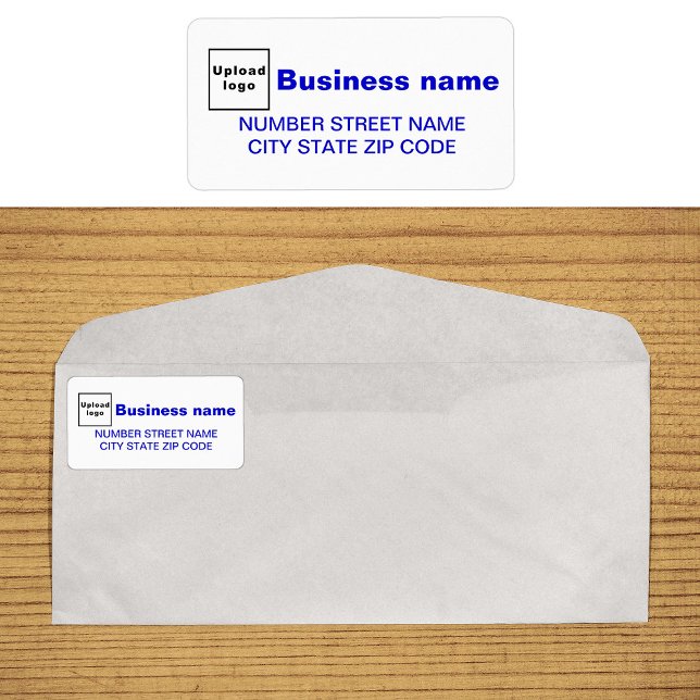 Blue Text Business Address Label (Business address label in blue text)