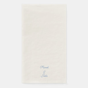 Blue Text Cream Wedding Paper Guest Towels