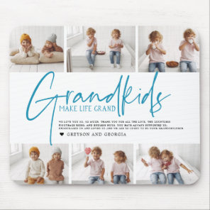 Blue Text | Grandkids Make Life Grand Photo Mouse Pad
