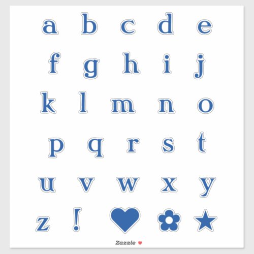 Blue Text Letters  Monogram Alphabet Stickers