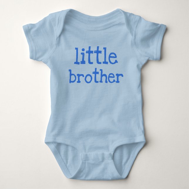 Blue Text Little Brother Baby Bodysuit (Front)
