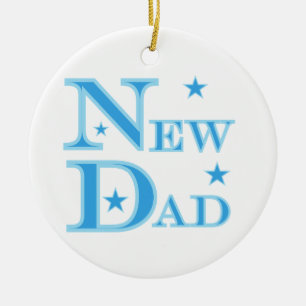 Blue Text New Dad Gifts Ceramic Ornament