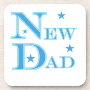 Blue Text New Dad Gifts Drink Coaster