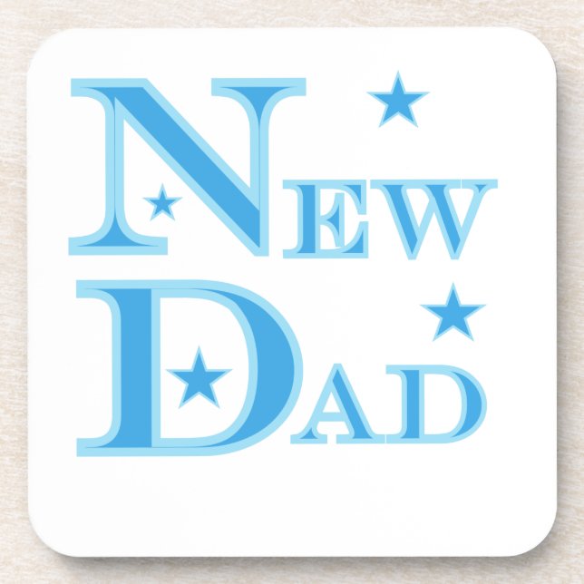 Blue Text New Dad Gifts Drink Coaster (Front)