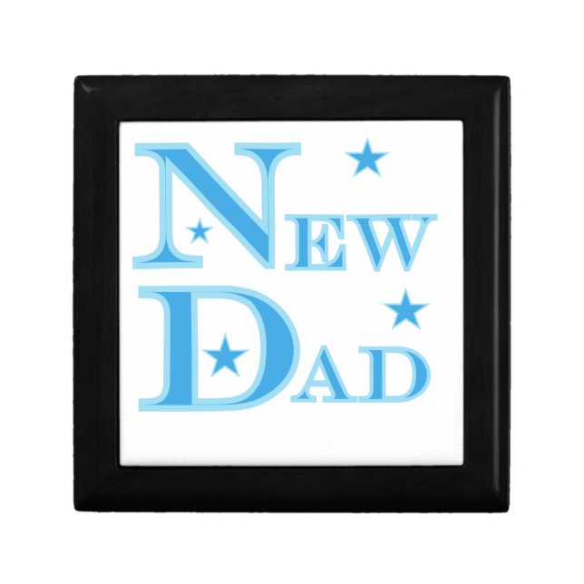 Blue Text New Dad Gifts Keepsake Box (Front)