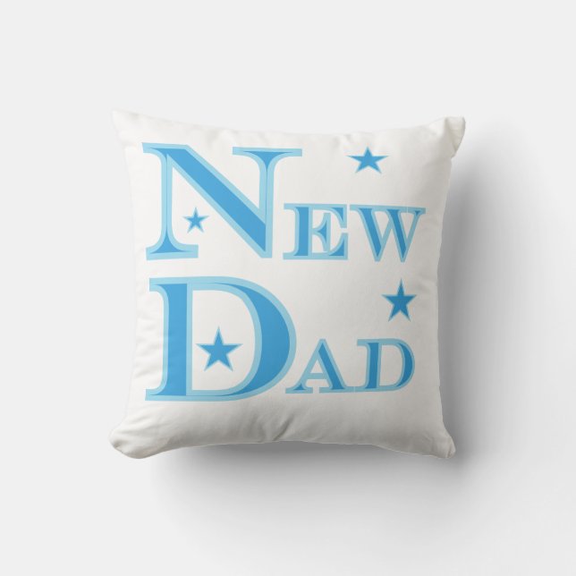 Blue Text New Dad Gifts Throw Pillow (Front)