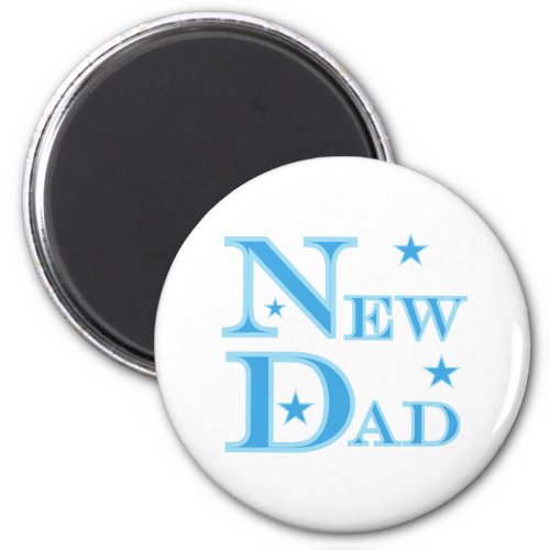 Blue Text New Dad Magnet