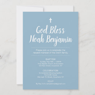 Blue Text-Only Baptism Invitation