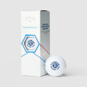 Blue text sports custom monogram name and team golf balls
