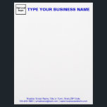 Blue Texts on Header and Footer of Business Letterhead<br><div class="desc">Letterhead that you can customize to put your business name to advertise your business or to promote your brand name to customers or clients. Customizable office supply that you can use to build brand name awareness. Font color is blue. Contents are your business logo and business or company name on...</div>