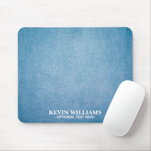 Blue Texture Faux Leather Personalized Mouse Pad