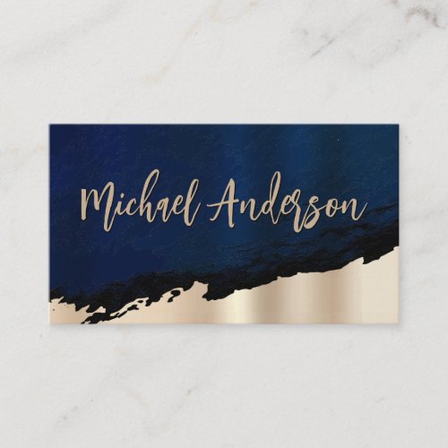 Blue Texture  Golden Metallic Brushed Business Card