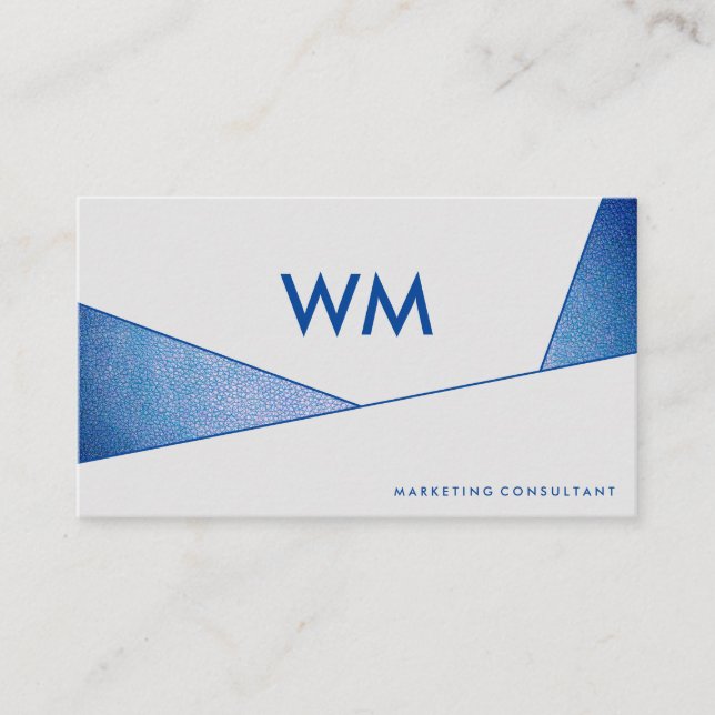 Blue Texture | Modern Color Blocks Business Card (Front)