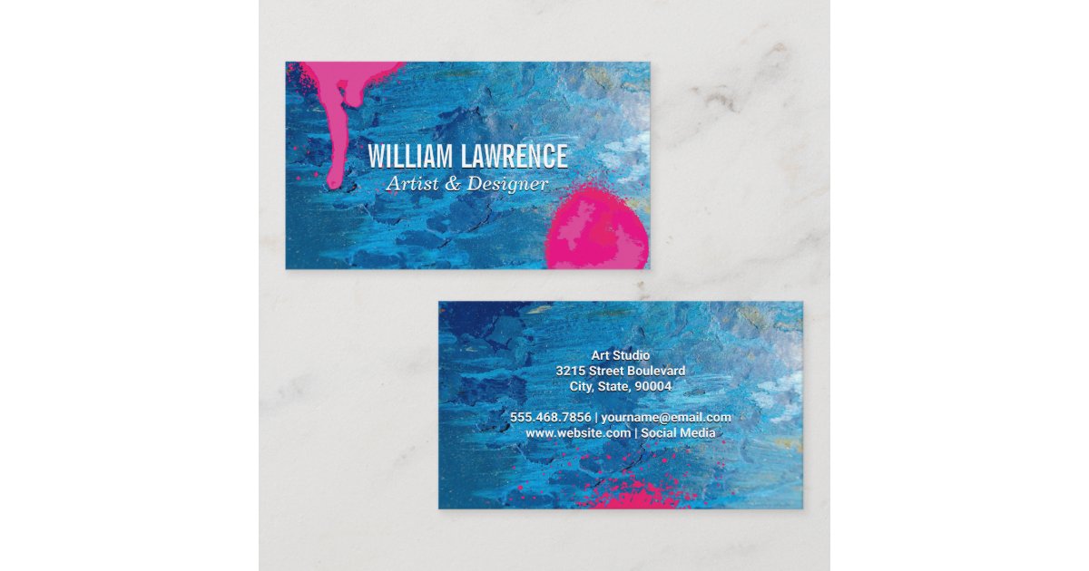 Blue Texture Paint Spray Paint Business Card Zazzle