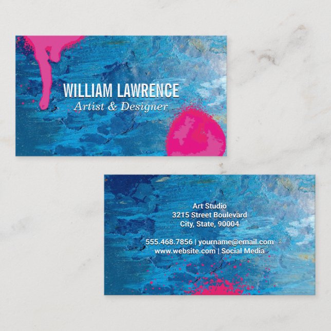 Blue Texture Paint | Spray Paint Business Card (Front/Back)