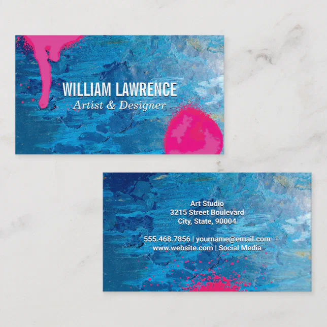 Blue Texture Paint Spray Paint Business Card Zazzle