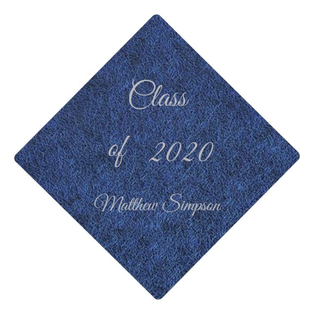 Blue,Texture,Personalize Graduation Cap Topper (Front)
