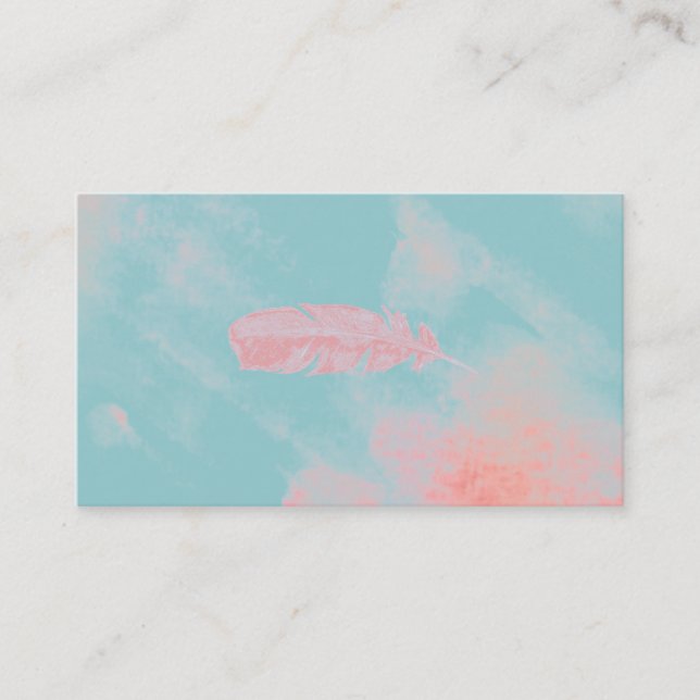 Blue Texture Spiritual Feather Dove Business Cards (Front)