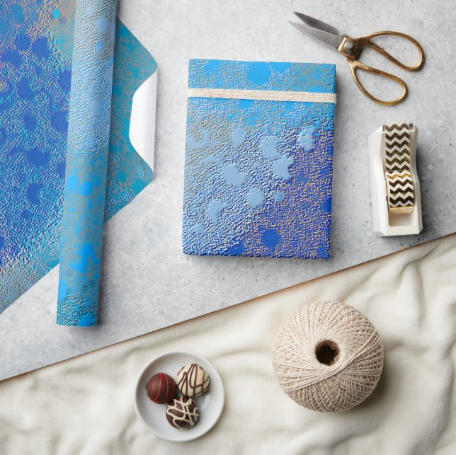 BLUE  TEXTURED ABSTRACT PATTERN WRAPPING PAPER (Crafts)