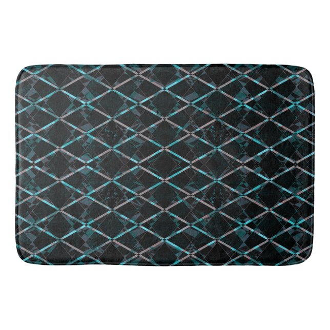 Blue textured diamond pattern bath mat (Front)