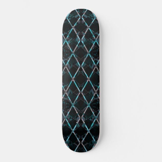 Blue textured diamond pattern skateboard deck (Front)