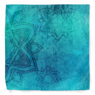 Blue Textured Lotus Bandana