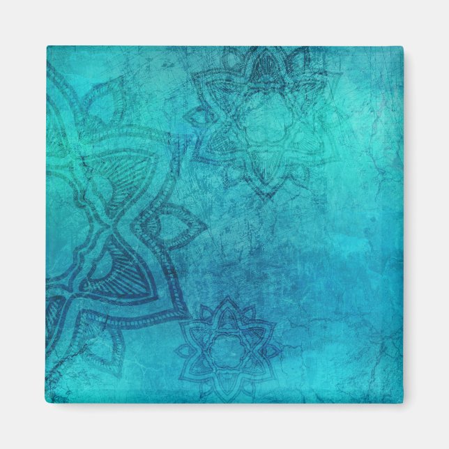 Blue Textured Lotus Magnet (Front)