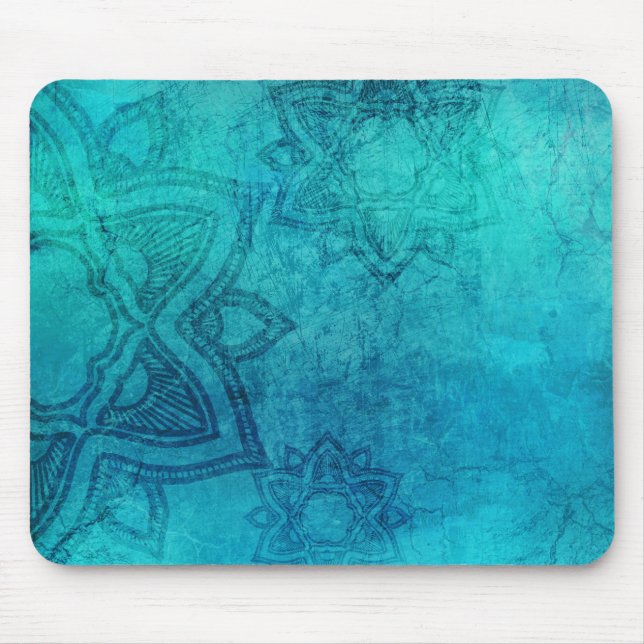 Blue Textured Lotus Mouse Pad (Front)