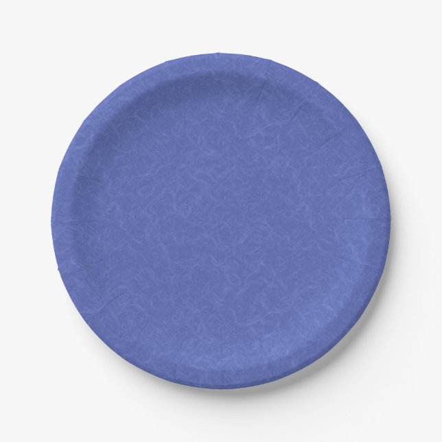 Blue textured pattern with swirling cloud paper plates (Front)
