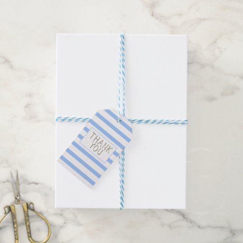 Blue Thank You  Baby Boy Striped Gift Tags