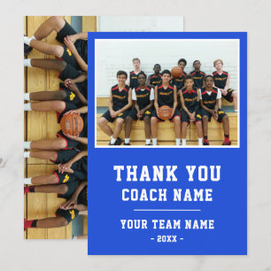 Blue Thank you Coach Card Team Name Photo