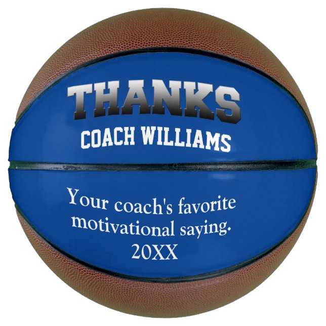 Blue Thank You Coach Keepsake Basketball (Front)
