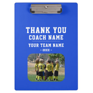 Blue Thank you Coach Team Name Photo Clipboard