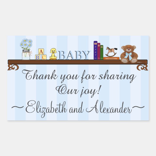 Blue Thank You For Sharing Our Joy Baby Rectangular Sticker (Front)