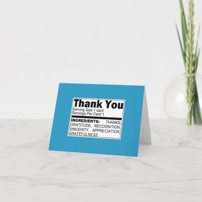 Blue Thank You Ingredients Card (Front)