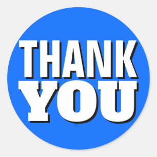 Blue Thank You Minimalist Classic Round Sticker