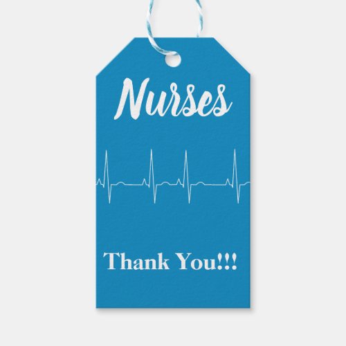 Blue Thank You Nurses Heartbeat Gift Tags
