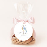Blue Thank You Pearls & Prosecco Bridal Shower Classic Round Sticker<br><div class="desc">Blue Thank You Pearls & Prosecco Bridal Shower Classic Round Sticker</div>