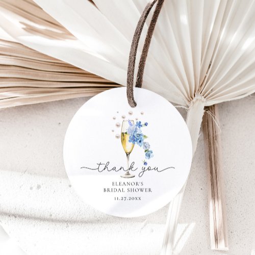 Blue Thank You Pearls  Prosecco Bridal Shower Favor Tags