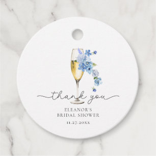 Blue Thank You Petals & Prosecco Bridal Shower Favor Tags