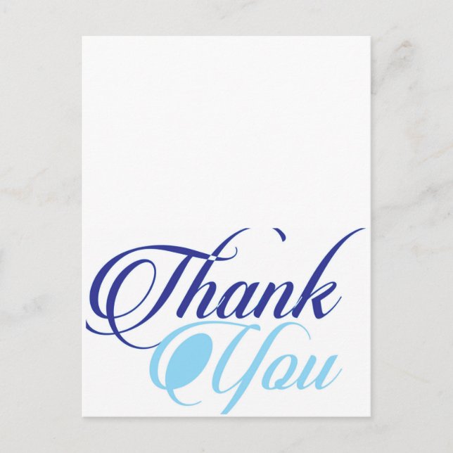 Blue thank you script typography postcard (Front)